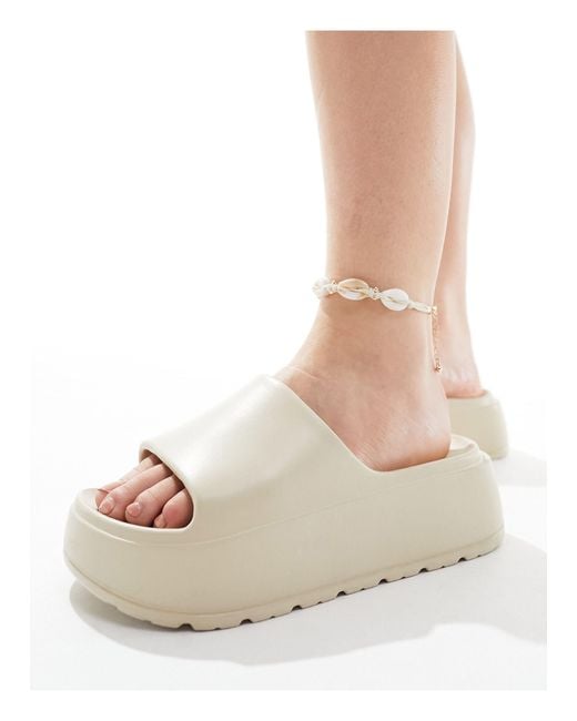 ASOS White Wide Fit Freedom Cleated Flatform Slider