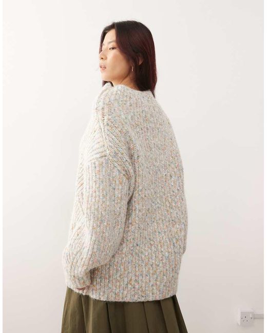 Monki Natural Chunky Knit Turtle Neck Jumper