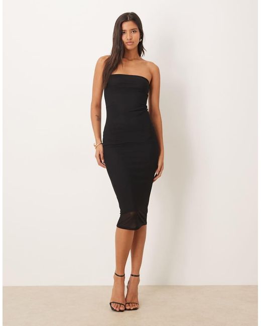 NARRATED Black Bandeau Bodycon Midi Dress