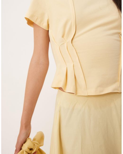 ASOS Natural Off Shoulder Cinched Waist Detail Tee