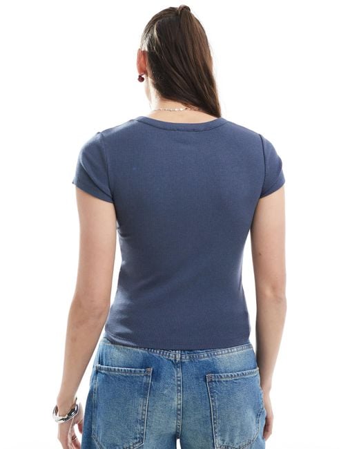 Cotton On Blue Henley Short Sleeve Tee