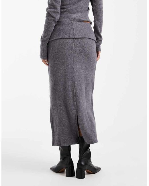 Vero Moda Gray Folded Waistband Midi Skirt Co-ord