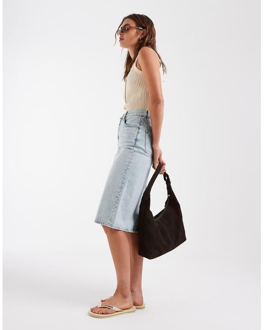& Other Stories White Denim Midi Skirt
