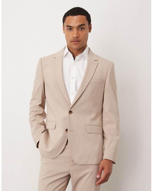 ASOS Smal Colbert in het Natural voor heren