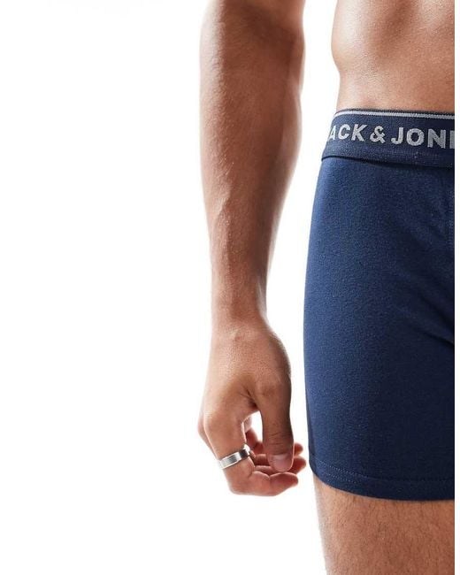 Jack & Jones Blue 2 Pack Contrast Trunks for men
