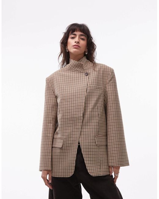 ASOS Natural Funnel Neck Wrap Blazer