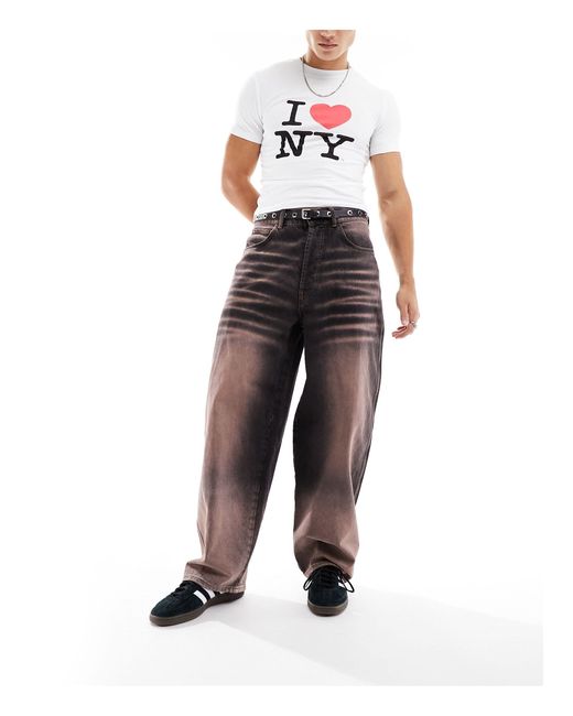 X015 - jean ultra baggy à taille basse - teinté Collusion pour homme en coloris Black