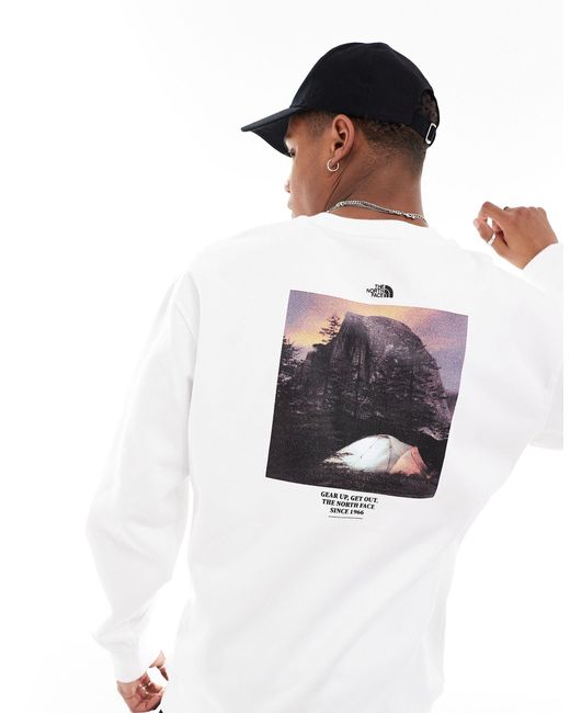 The North Face White Camping Retro Back Graphic Sweatshirt for men