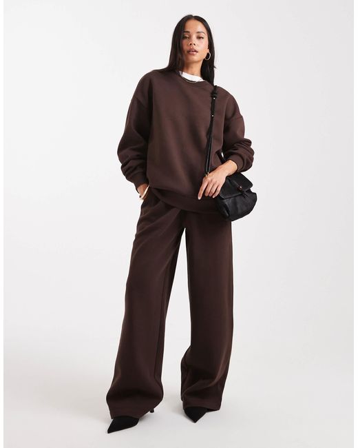 ASOS Brown Brushback Wide Leg Brushback Jogger