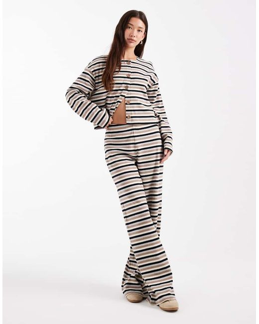 Miss Selfridge White Stripe Brushed Rib Cardigan Co-ord