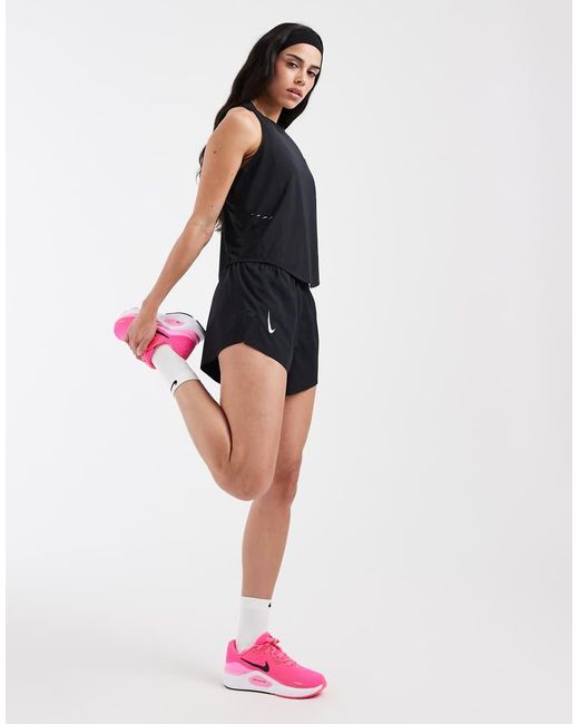Nike Black Aeroswift Dri-fit Plisse 3 Inch Mid Rise Shorts