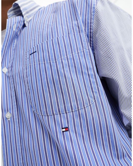 Camicia colorblock classica con logo della bandiera di Tommy Hilfiger in Blue da Uomo
