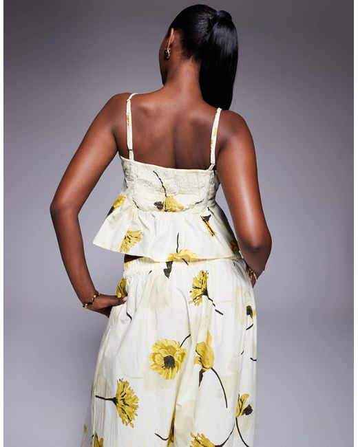 Caraco d'ensemble à imprimé fleurs River Island en coloris Yellow