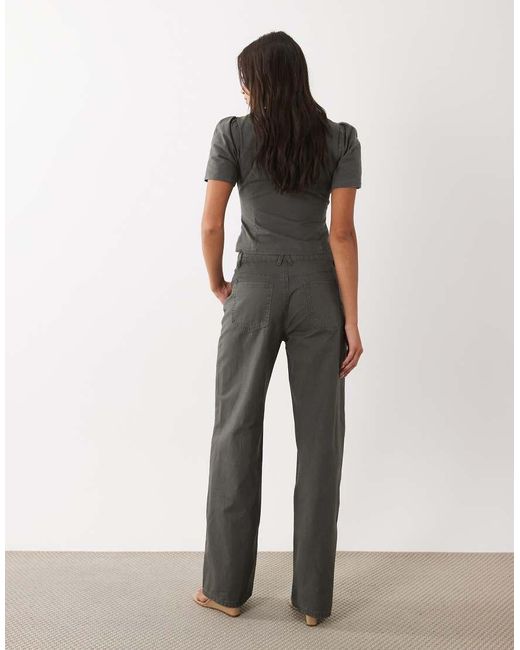 Lioness Gray Penny Asymmetric Button Detail Relaxed Leg Jeans