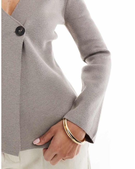 ONLY Gray Structured V-neck Cardigan