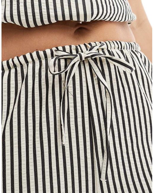 New Look Gray Stripe Wide Leg Pants