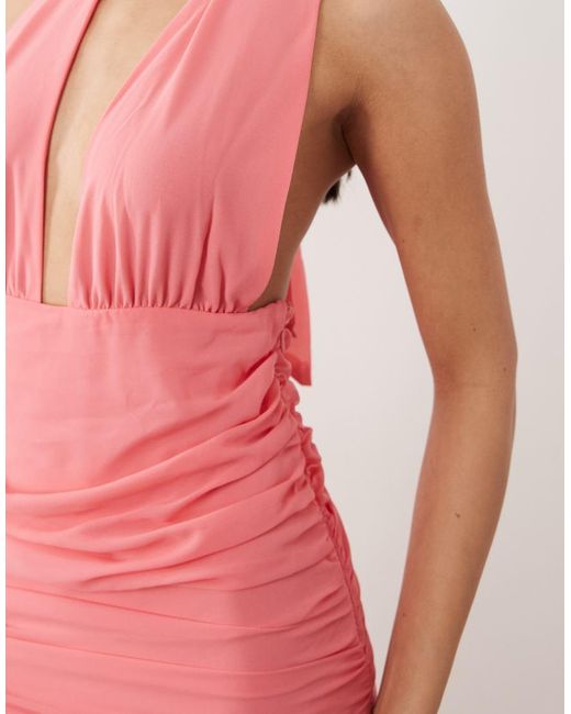 Gina Tricot Pink Halterneck Dropped Waist Maxi Dress