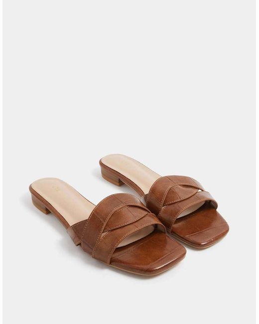 Long Tall Sally Brown Twisted Block Mule Sandals