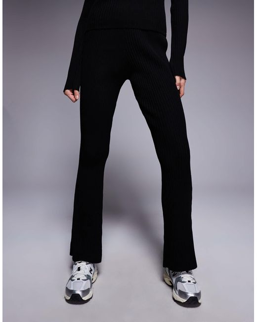 ASOS Blue Co-ord Ribbed Knitted Flare Trousers