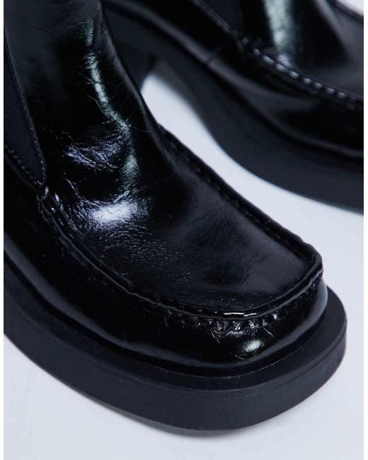 TOPSHOP Blue Narla Square Toe Chelsea Boot