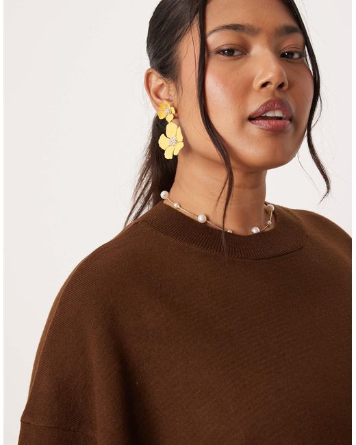Asos design curve - t-shirt structuré en maille - chocolat ASOS en coloris Brown