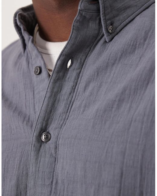 Chemise décontractée et texturée à manches longues - marine Abercrombie & Fitch pour homme en coloris Gray