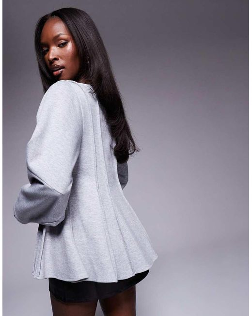 ASOS Top Met Peplumzoom En Siernaden in het Gray