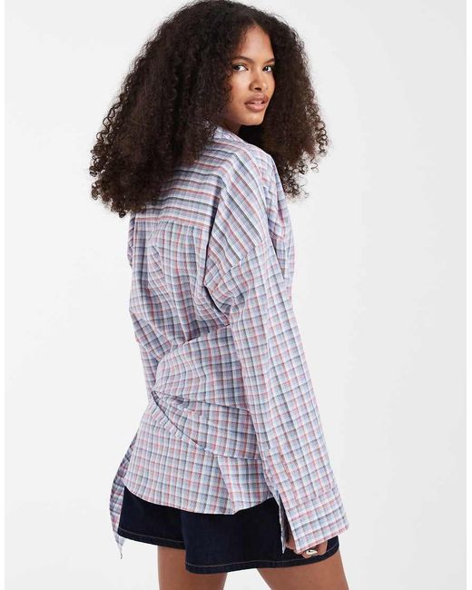 ASOS Purple Tie Waist Shirt With Scarf Detail