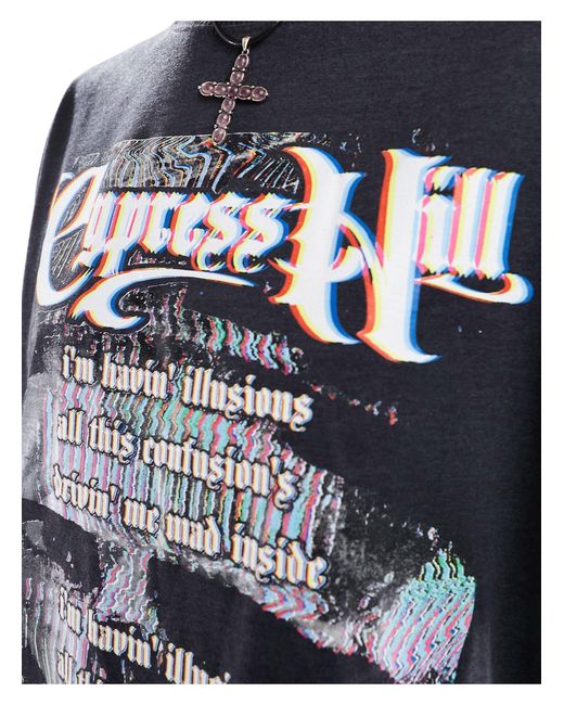 Daisy Street Blue Oversized Cypress Hill Illusions T-shirt