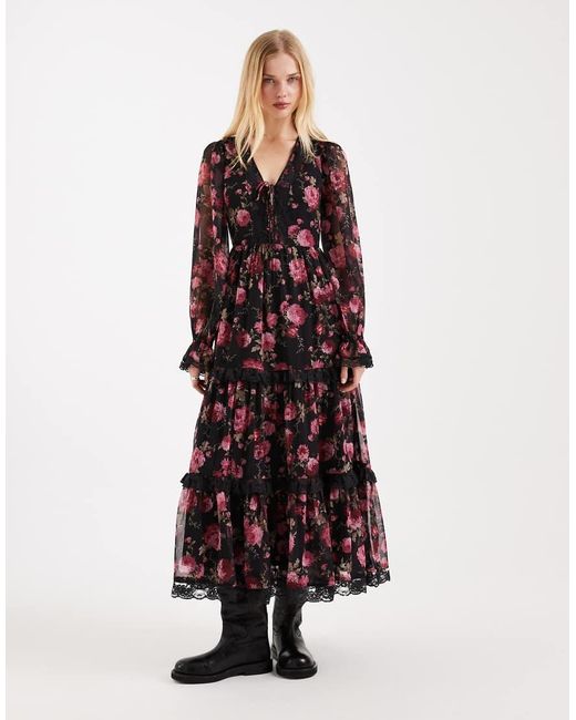 Miss Selfridge Red Corset Detail Maxi Dress