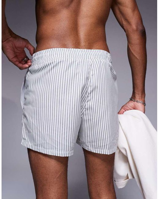 ASOS Super Korte Gestreepte Zwemshort in het Blue voor heren