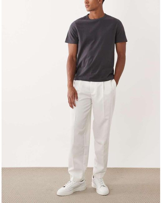 ASOS White Tailored Pleated Oversized Tapered Pants for men