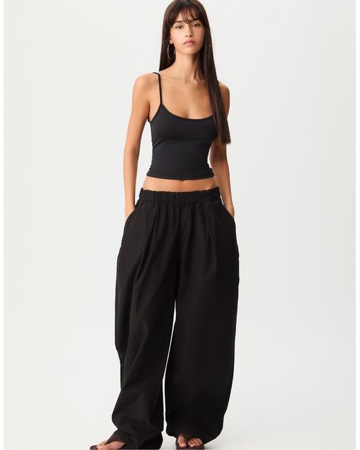 Stradivarius Black Strappy Polyamide Top