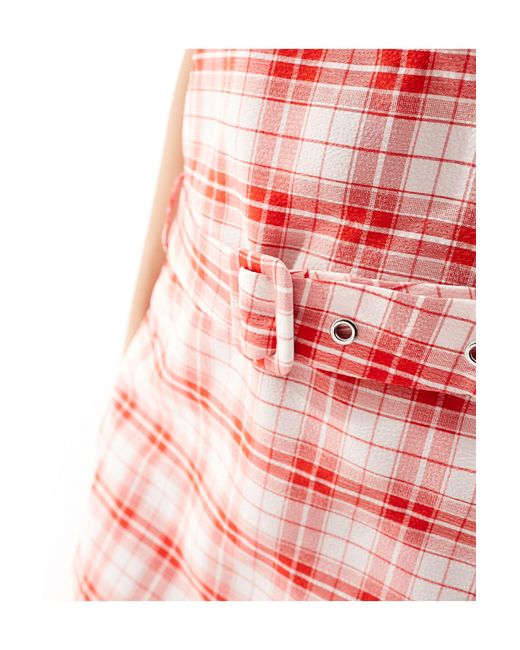 X chloe frater - robe chasuble avec ceinture - à carreaux Something New en coloris Red