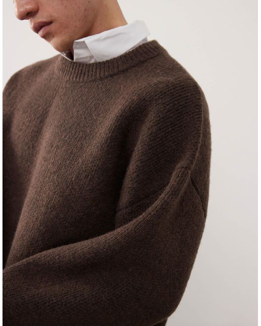 Weekday Brown Teo Wool Blend Oversized Jumper for men