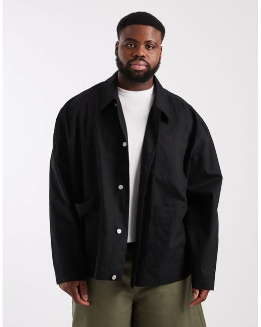 ASOS Black Oversized Worker Jacket for men