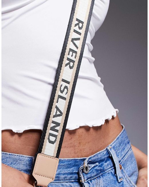 Mini cabas à monogrammes - foncé River Island en coloris Gray