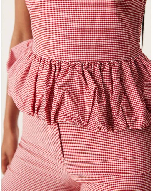 Mango Pink Gingham Ruched Hem Cami Co-ord