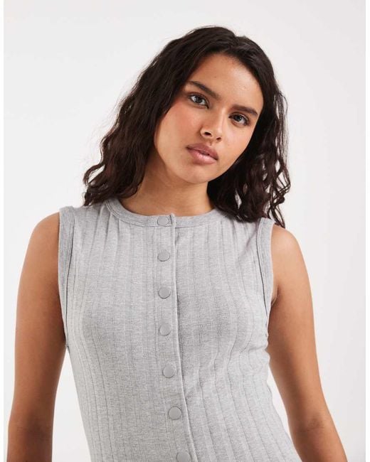 River Island Natural Button Down Tank Top