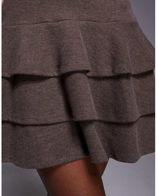 ASOS Gray Supersoft Long Sleeve Tiered Rara Skirt Mini Dress