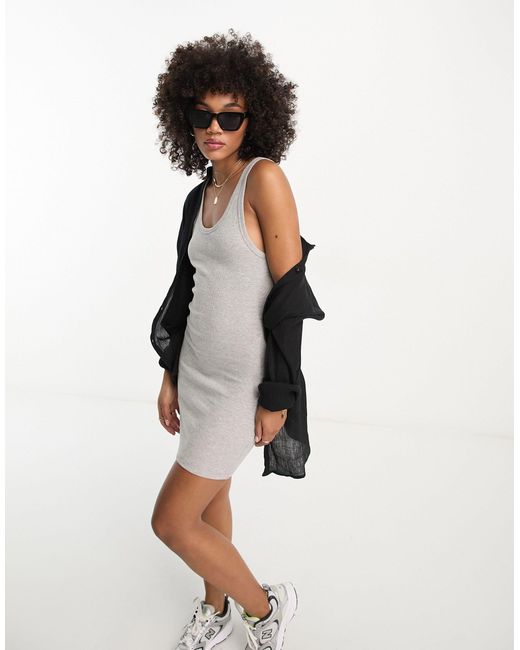 ASOS Ribbed Scoop Neck Tank Top Mini Dress in White Lyst