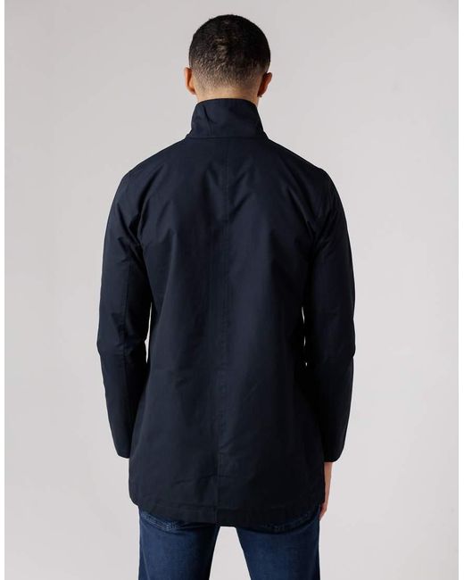 French Connection Blue Mac Funnel Neck Mid-Length Jacket for men