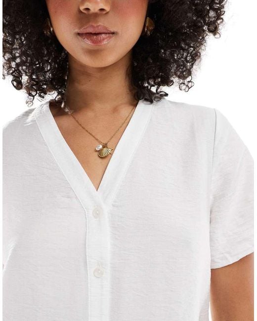New Look White Button Down Shell Top