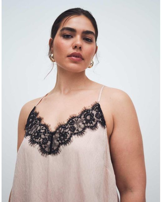 ASOS Pink Asos Design Curve Cami Lace Detail Maxi Sundress