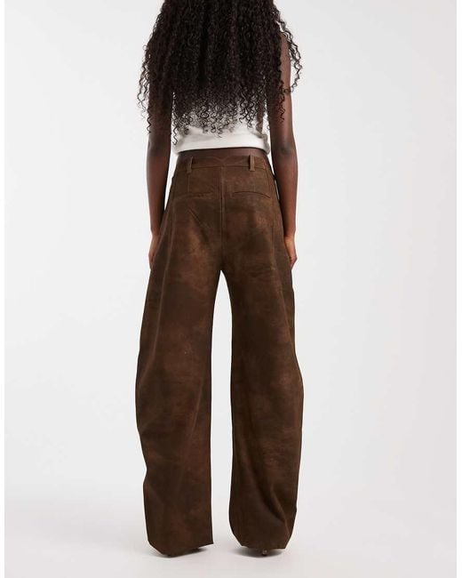 Free People Brown Spotlight Barrel Vegan Trouser