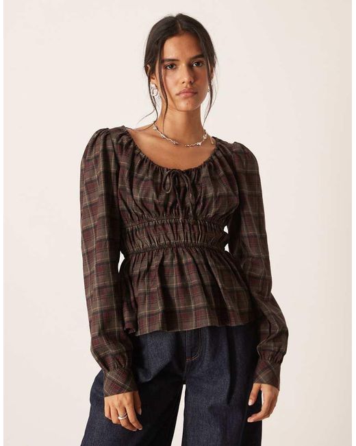 Glamorous Gray Shirred Peplum Top