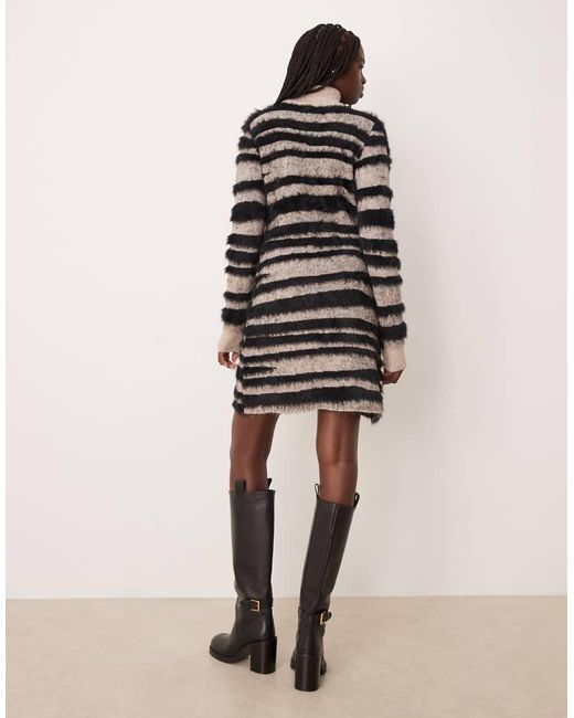 Vila Natural Zebra Textured Knitted Mini Dress