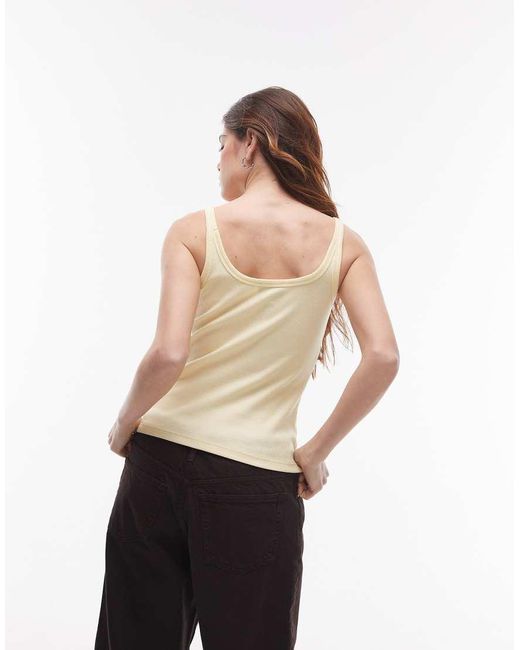 TOPSHOP Natural Skinny Strap Scoop Ribbed Tank Top