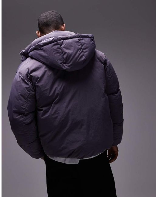 Topman Purple Collared Puffer Jacket for men