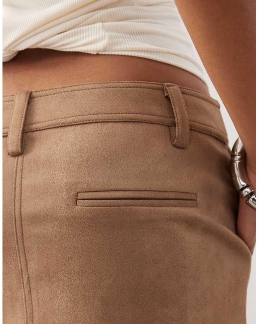 Lioness Natural Mirage Faux Suede Low Rise Mini Skirt